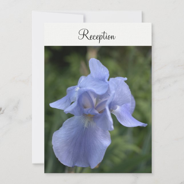 Invitation Réception de mariage floral Iris Pervenche (Devant)