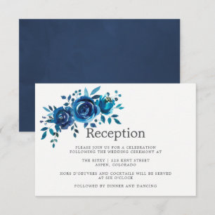 Invitation Réception de mariage floral marine et blanc