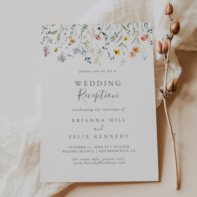 Invitation Réception De Mariage Floral Multicolor Sauvage (Créateur téléchargé)