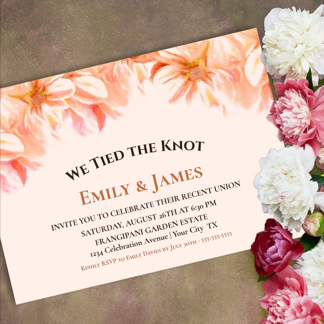 Invitation Réception de mariage floral orange Nous avons noué (Créateur téléchargé)