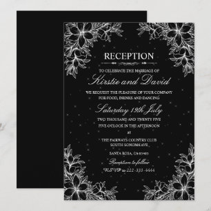 Invitation Réception De Mariage Floral Orné Blanc