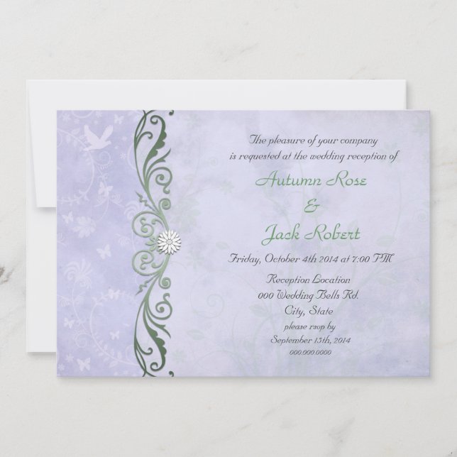 Invitation Réception De Mariage Floral Périwinkle Spring (Devant)