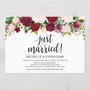 Invitation Réception de mariage floral rose Marsala pour fuit