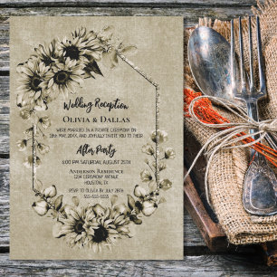 Invitation Réception de mariage floral tournesol vintage