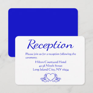 Invitation Réception de mariage florale coeur bleu cobalt vin