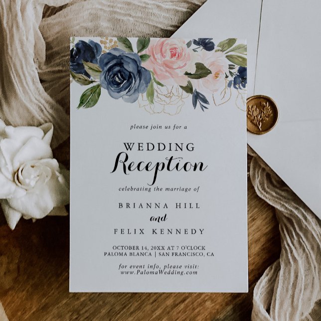 Invitation Réception de mariage florale élégante d'hiver (Créateur téléchargé)