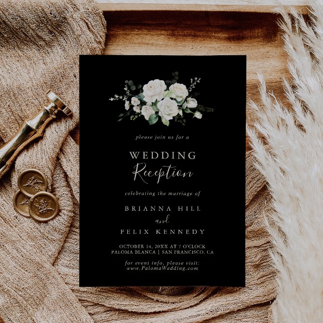 Invitation Réception de mariage florale en ivoire moderne (Créateur téléchargé)