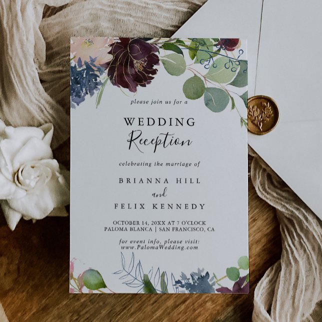 Invitation Réception de mariage florale et de verdure de Bour (Créateur téléchargé)