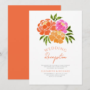 Invitation Réception De Mariage Florale Rose Chaud