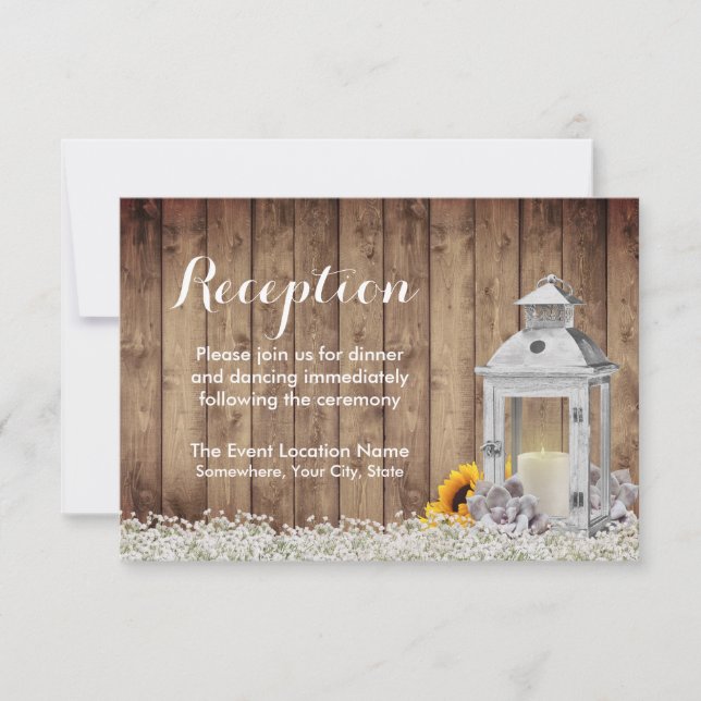 Invitation Réception de mariage florale rustique de lanterne  (Devant)