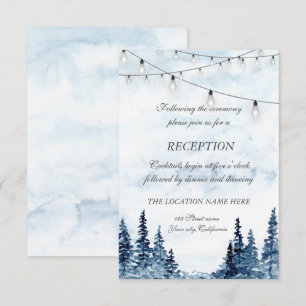 Invitation Réception de mariage forestier avec guirlande lumi