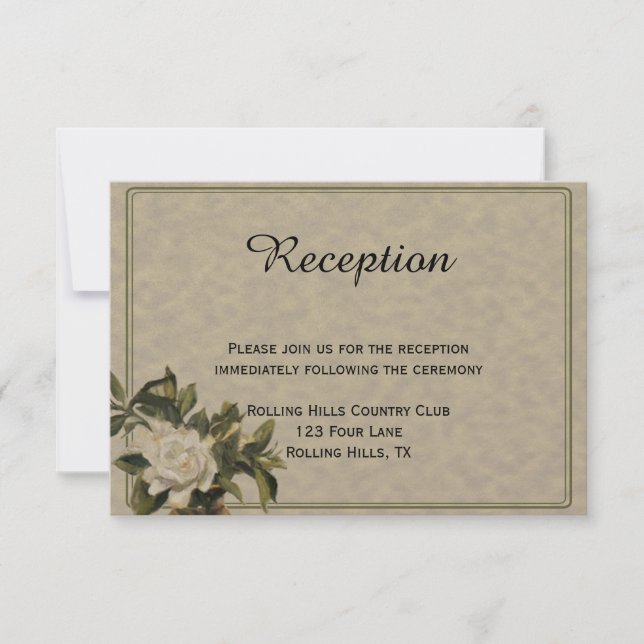 Invitation Réception de mariage Gardenia vintage (Devant)