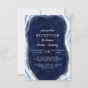 Invitation Réception de mariage géode or rose bleu saphir