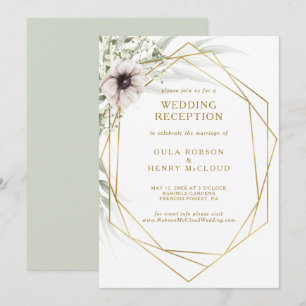 Invitation Réception de mariage géométrique Eucalyptus Or