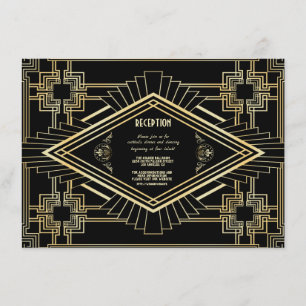 Invitation Réception de mariage Glam Gold Black Great Gatsby