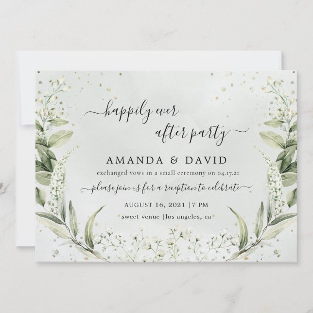 Invitation Réception de mariage Greenery Happily Ever After I (Devant)