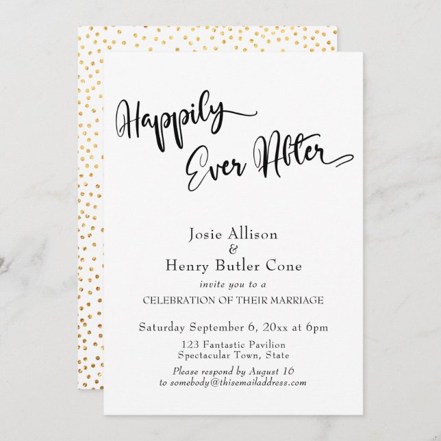 Invitation Réception de mariage Happily Ever After Confettis  (Devant / Derrière)