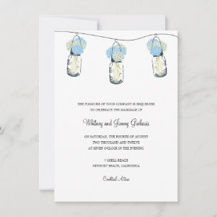 Invitation Réception de mariage Hydrangea & Mason Jar