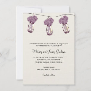 Invitation Réception de mariage Hydrangea & Mason Jar