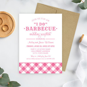 Invitation Réception de mariage I Do BBQ Pink Gingham