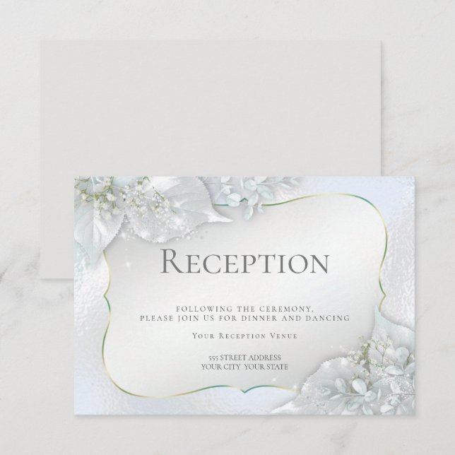 Invitation Réception de mariage | Icy Glacier Blue Shimmer (Devant / Derrière)