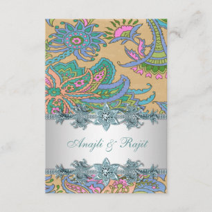 Invitation Réception de mariage indienne Gold Turquoise Blue 