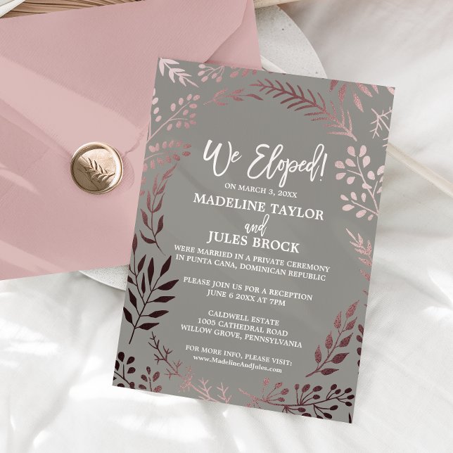 Invitation Réception de mariage intime élégant rose gold et g (Créateur téléchargé)