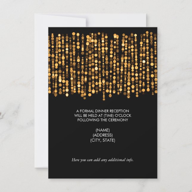 Invitation Réception de mariage Lumières d'or moderne (Devant)