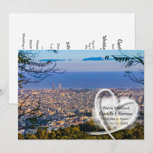 Invitation Réception De Mariage Mariée En Espagne (Devant / Derrière)