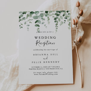 Invitation Réception de mariage minimaliste au eucalyptus ver