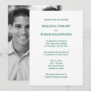Invitation Réception de mariage minimaliste au temple vert et