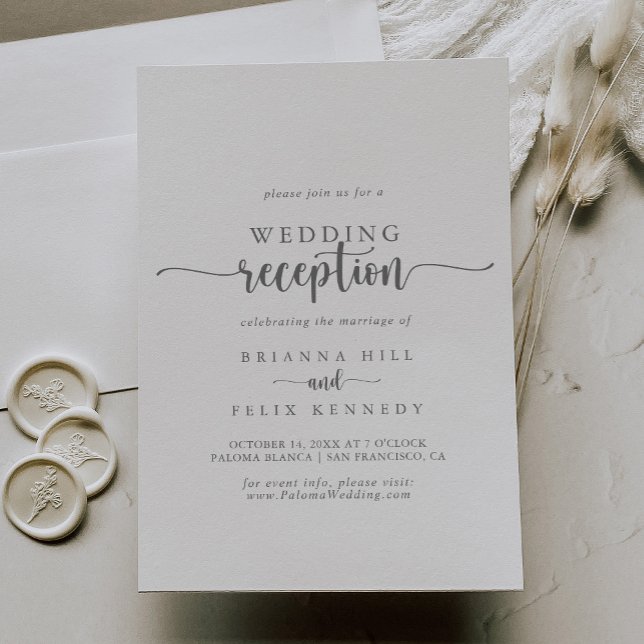 Invitation Réception de mariage minimaliste calligraphie arge (Créateur téléchargé)