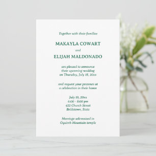 Invitation Réception de mariage minimaliste vert espagnol-ang