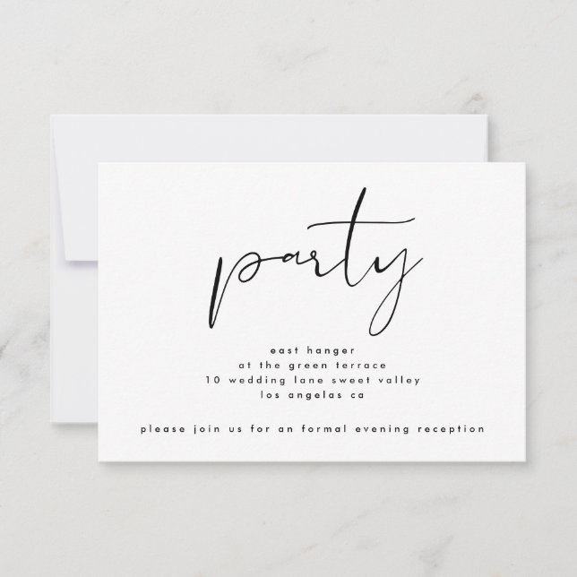 Invitation Réception de mariage moderne en noir et blanc (Devant)