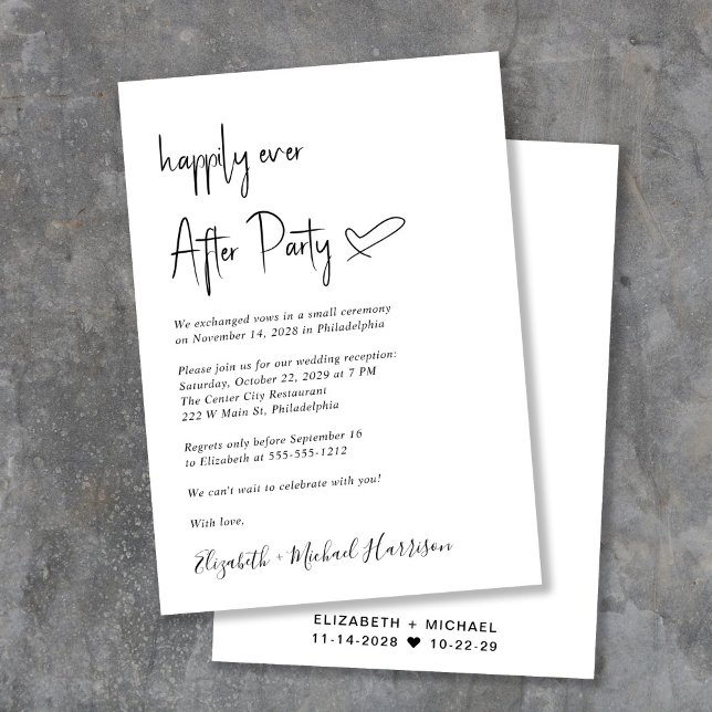 Invitation Réception de mariage moderne et heureux pour toujo (From private vows to a grand party - invite family and friends to celebrate your marriage!)