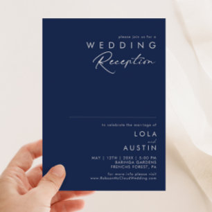 Invitation Réception de mariage moderne minimal bleu marine a