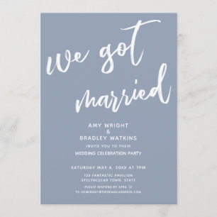 Invitation Réception de mariage moderne poussiéreux bleu nous