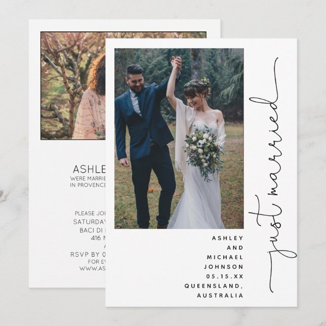 Invitation Réception de mariage moderne tendance juste 2 phot (Devant / Derrière)