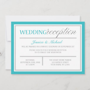 Invitation Réception de mariage moderne Turquoise Grey Invita