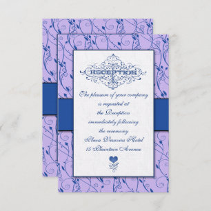 Invitation Réception de mariage Monogram Royal Blue Lilac Swi