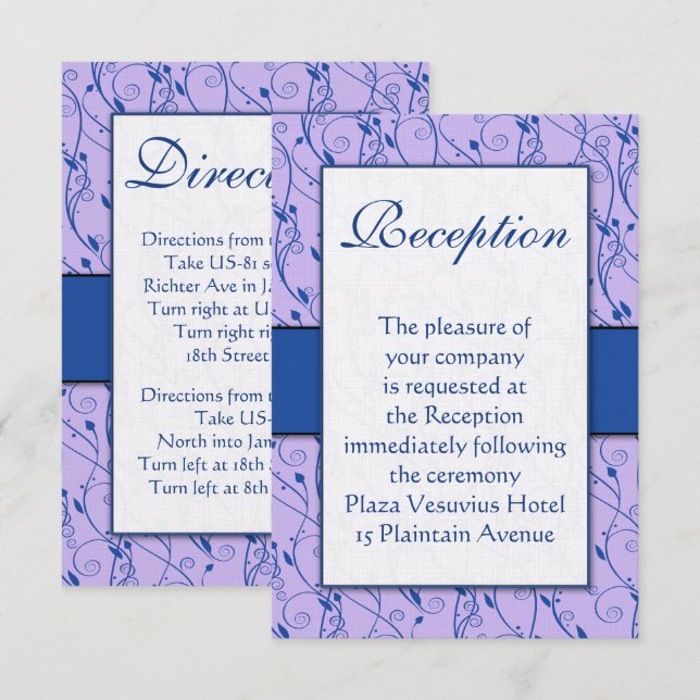 Invitation Réception de mariage Monogram Royal Blue Lilac Swi (Devant / Derrière)