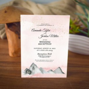 Invitation Réception de mariage Montagne Lever de soleil rose