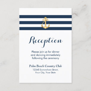 Invitation Réception de mariage nautique de rayure de marine
