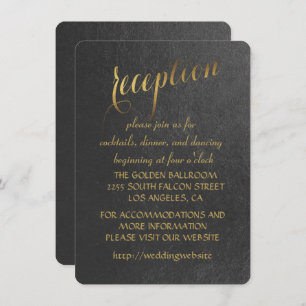 Invitation Réception de mariage noire de charme Gold Foil