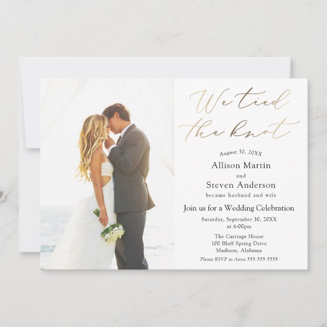 Invitation Réception de mariage Nous avons noué le nœud (Devant)