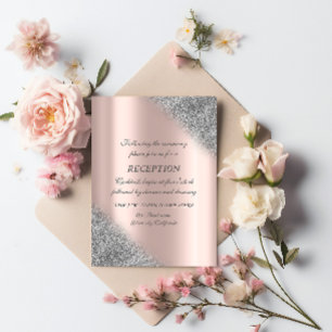 Invitation Réception de mariage ombre rose gold pailleté arg