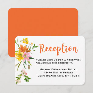 Invitation Réception de mariage orange floral Fleurs roses de