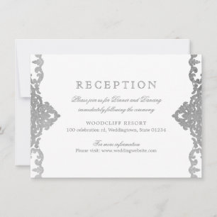Invitation Réception de mariage ornée et élégante en argent