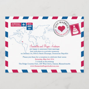 Invitation Réception de mariage par avion République dominica