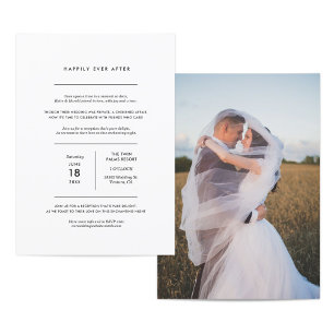 Invitation Réception de mariage photo minimaliste